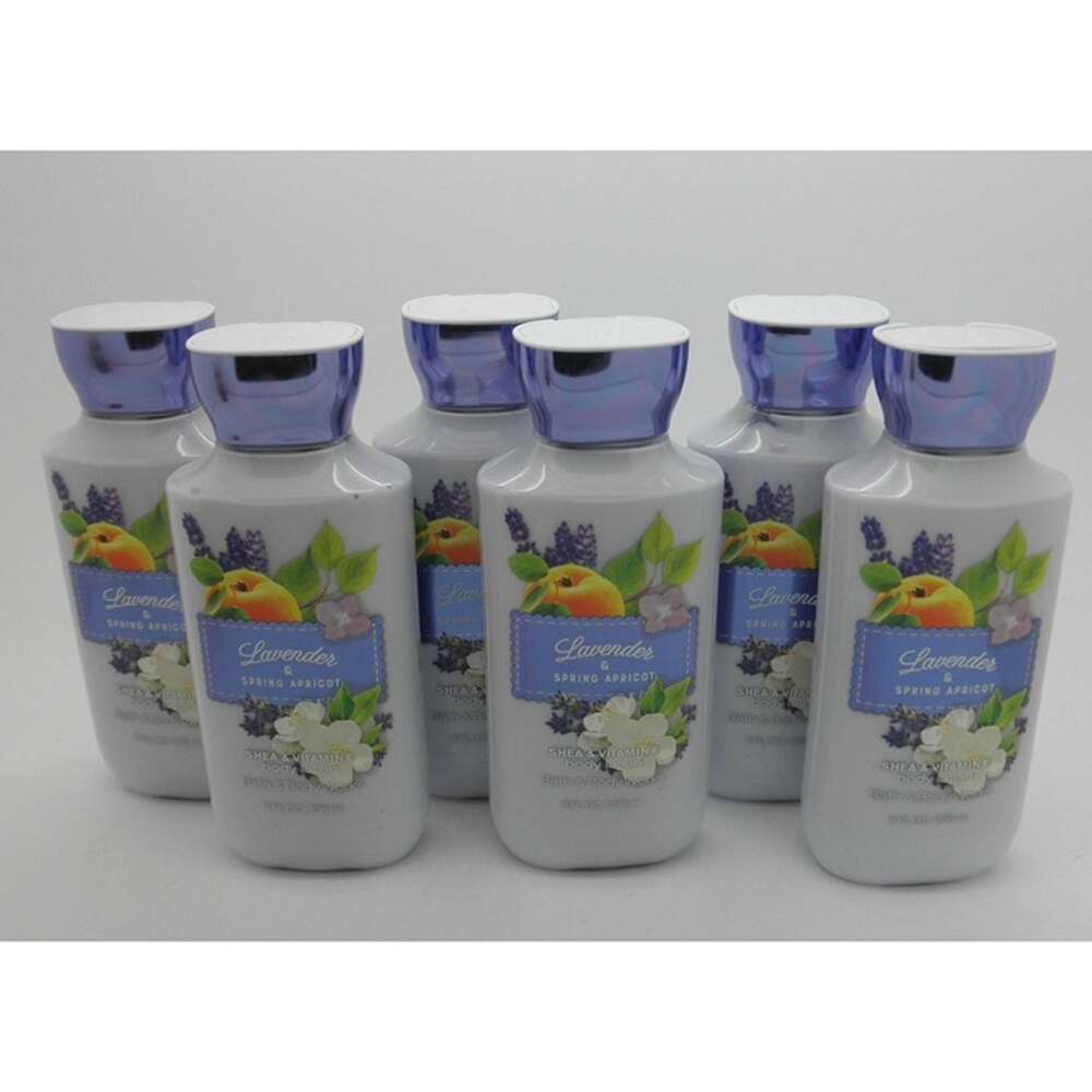 BATH & BODY WORKS Body Lotion LAVENDER & SPRING APRICOT 8 oz each - Lot of 6